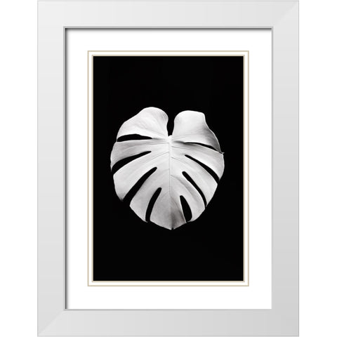 Monstera White 04 White Modern Wood Framed Art Print with Double Matting by 1x Studio III