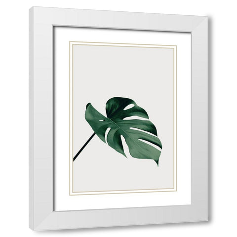 Monstera Natural 05 White Modern Wood Framed Art Print with Double Matting by 1x Studio III