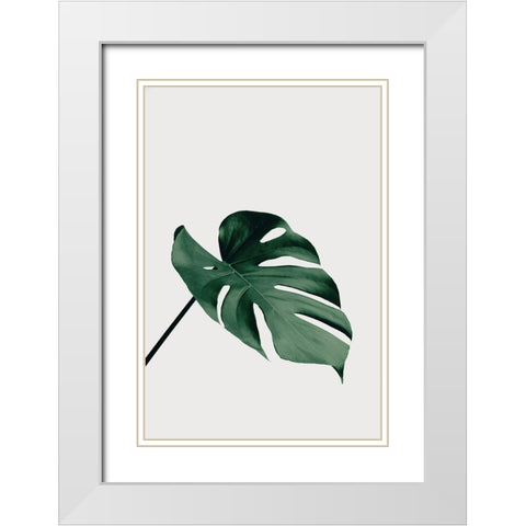 Monstera Natural 05 White Modern Wood Framed Art Print with Double Matting by 1x Studio III