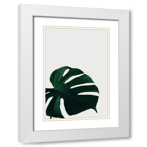 Monstera Natural 08 White Modern Wood Framed Art Print with Double Matting by 1x Studio III