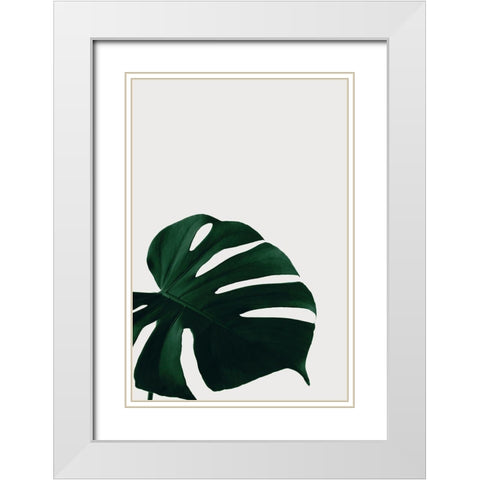 Monstera Natural 08 White Modern Wood Framed Art Print with Double Matting by 1x Studio III