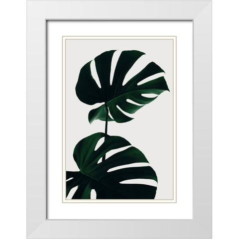 Monstera Natural 09 White Modern Wood Framed Art Print with Double Matting by 1x Studio III