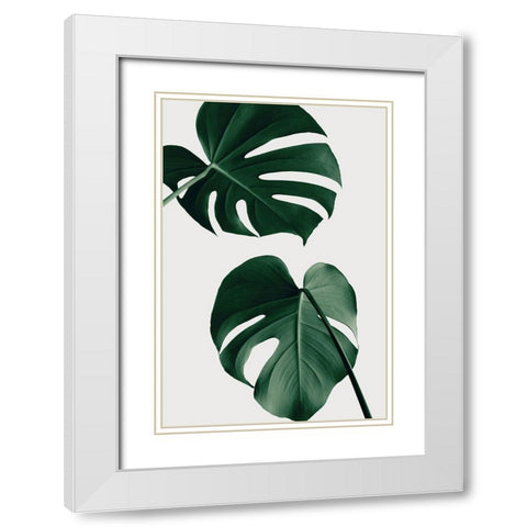 Monstera Natural 18 White Modern Wood Framed Art Print with Double Matting by 1x Studio III