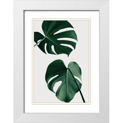 Monstera Natural 18 White Modern Wood Framed Art Print with Double Matting by 1x Studio III