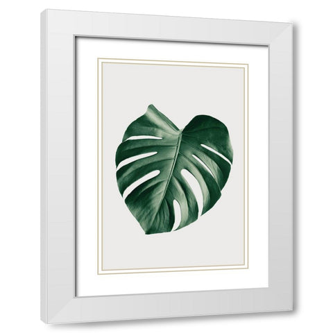 Monstera Natural 23 White Modern Wood Framed Art Print with Double Matting by 1x Studio III