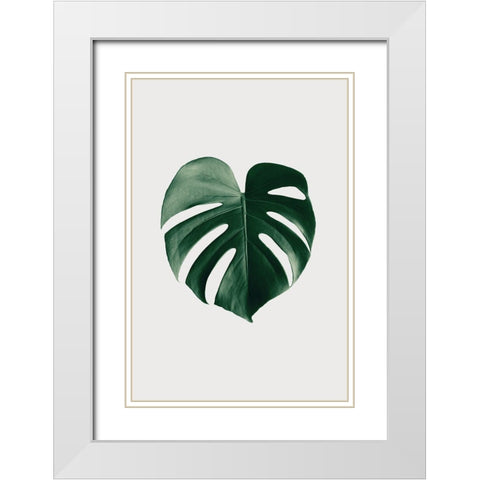Monstera Natural 24 White Modern Wood Framed Art Print with Double Matting by 1x Studio III