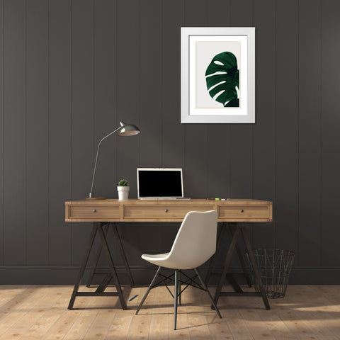 Monstera Natural 30 White Modern Wood Framed Art Print with Double Matting by 1x Studio III