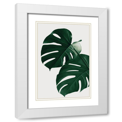 Monstera Natural 32 White Modern Wood Framed Art Print with Double Matting by 1x Studio III