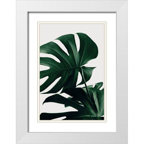 Monstera Natural 34 White Modern Wood Framed Art Print with Double Matting by 1x Studio III