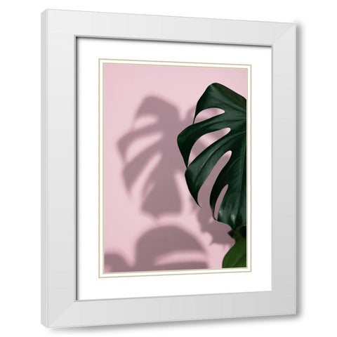 Monstera Pink 10 White Modern Wood Framed Art Print with Double Matting by 1x Studio III
