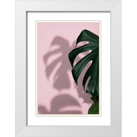 Monstera Pink 10 White Modern Wood Framed Art Print with Double Matting by 1x Studio III