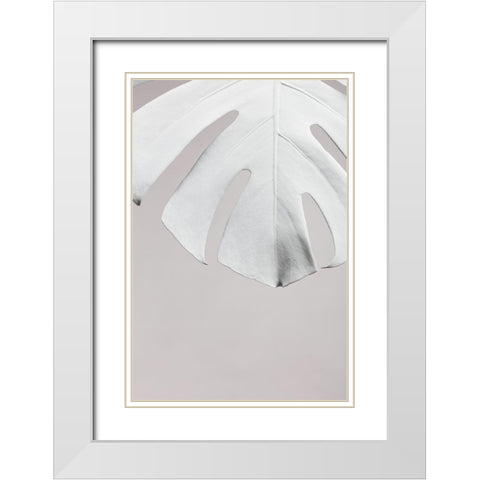 Monstera White 06 White Modern Wood Framed Art Print with Double Matting by 1x Studio III