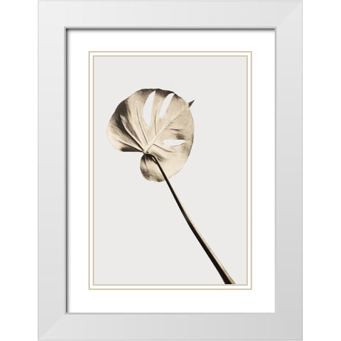 Monstera Gold 03 White Modern Wood Framed Art Print with Double Matting by 1x Studio III