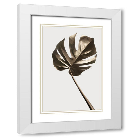 Monstera Gold 04 White Modern Wood Framed Art Print with Double Matting by 1x Studio III