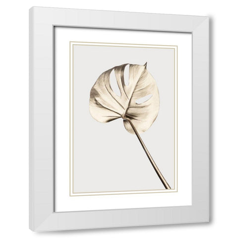 Monstera Gold 05 White Modern Wood Framed Art Print with Double Matting by 1x Studio III