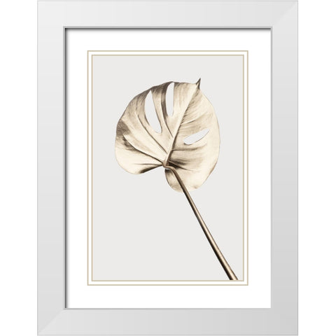 Monstera Gold 05 White Modern Wood Framed Art Print with Double Matting by 1x Studio III