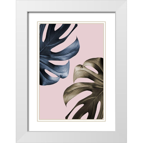 Monstera Pink Light 01 White Modern Wood Framed Art Print with Double Matting by 1x Studio III