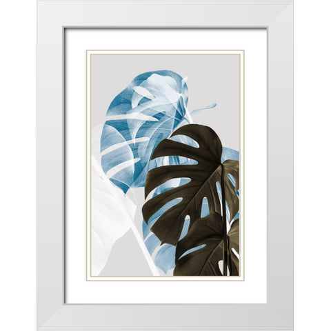 Monstera Creative 02 White Modern Wood Framed Art Print with Double Matting by 1x Studio III