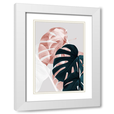 Monstera Creative 09 White Modern Wood Framed Art Print with Double Matting by 1x Studio III