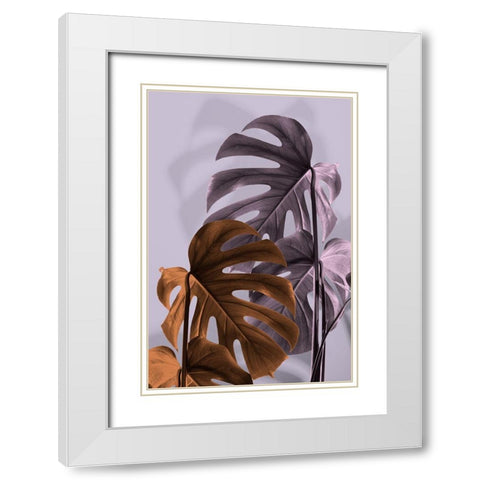 Monstera Purple 02 White Modern Wood Framed Art Print with Double Matting by 1x Studio III