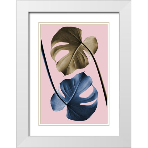 Monstera Pink 12 White Modern Wood Framed Art Print with Double Matting by 1x Studio III