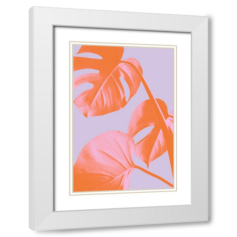 Monstera Purple 03 White Modern Wood Framed Art Print with Double Matting by 1x Studio III
