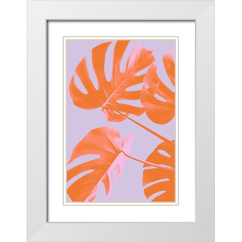 Monstera Purple 04 White Modern Wood Framed Art Print with Double Matting by 1x Studio III