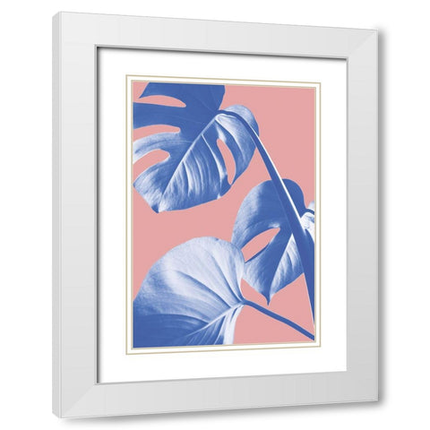Monstera Purple 05 White Modern Wood Framed Art Print with Double Matting by 1x Studio III