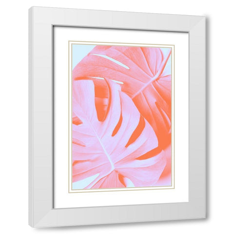 Monstera Orange 03 White Modern Wood Framed Art Print with Double Matting by 1x Studio III