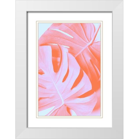 Monstera Orange 03 White Modern Wood Framed Art Print with Double Matting by 1x Studio III