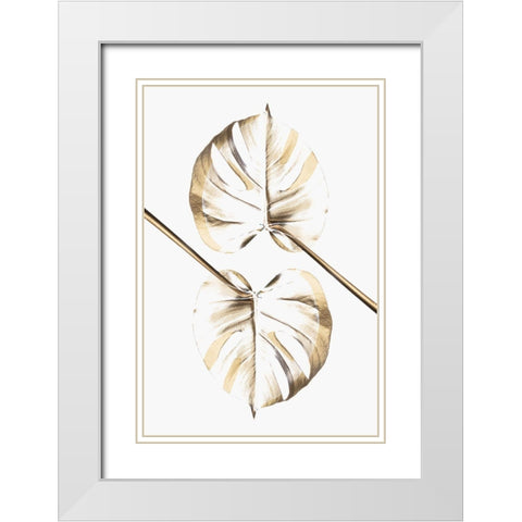 Monstera Gold 10 White Modern Wood Framed Art Print with Double Matting by 1x Studio III