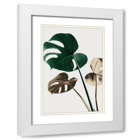 Monstera Mix 04 White Modern Wood Framed Art Print with Double Matting by 1x Studio III