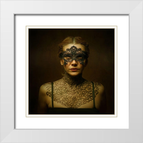 The Girl Of Typography White Modern Wood Framed Art Print with Double Matting by Hasheminasab, Moein