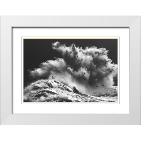 Birds In The Storm (Part 11) White Modern Wood Framed Art Print with Double Matting by Lazzarotti, Paolo