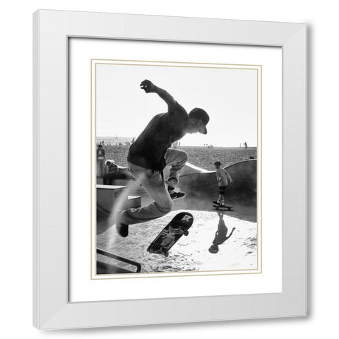 Skateboard White Modern Wood Framed Art Print with Double Matting by Demoulin, Vincent