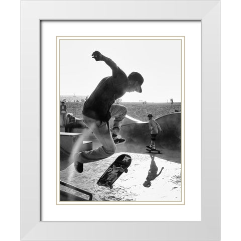 Skateboard White Modern Wood Framed Art Print with Double Matting by Demoulin, Vincent