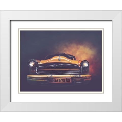 Kolkata Taxi White Modern Wood Framed Art Print with Double Matting by Yosifov, Svetlin