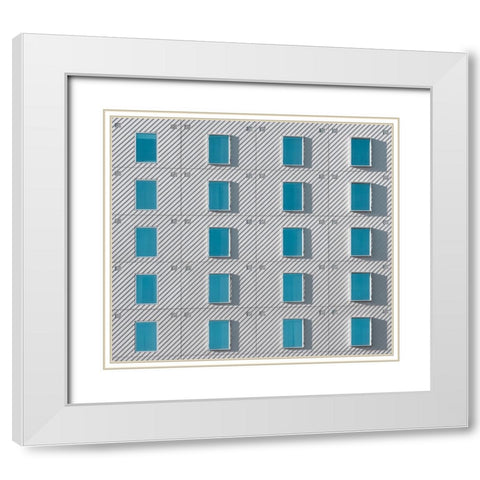 Teal Windows White Modern Wood Framed Art Print with Double Matting by Khorsand, Parsoa