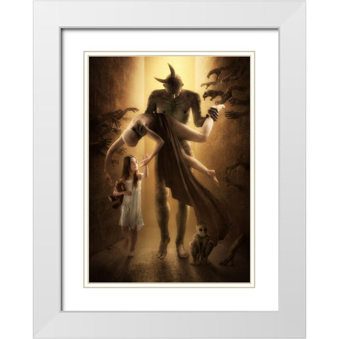 Sandman White Modern Wood Framed Art Print with Double Matting by Kiciak, Christophe