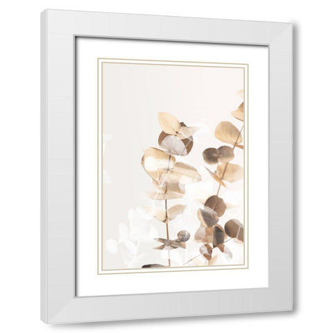 Eucalyptus Creative Gold 01 White Modern Wood Framed Art Print with Double Matting by 1x Studio III
