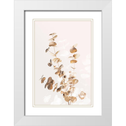 Eucalyptus Creative Gold 03 White Modern Wood Framed Art Print with Double Matting by 1x Studio III