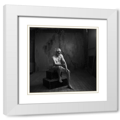 Nude Art White Modern Wood Framed Art Print with Double Matting by Kalynsky