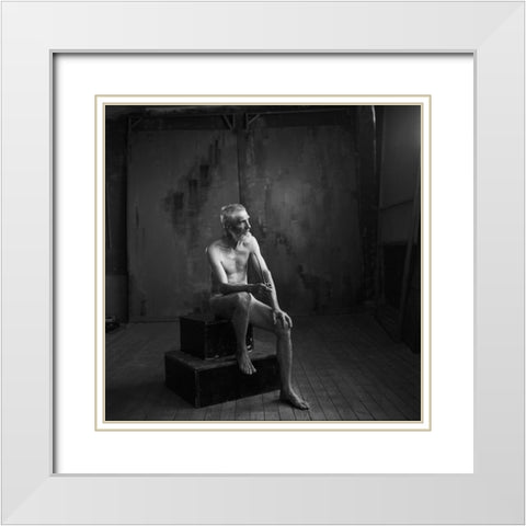 Nude Art White Modern Wood Framed Art Print with Double Matting by Kalynsky