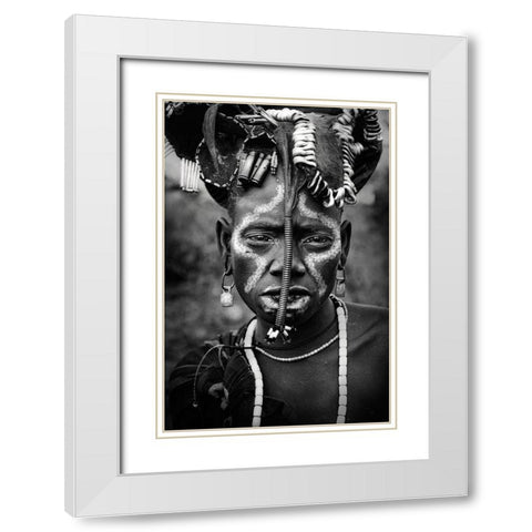 Mursi White Modern Wood Framed Art Print with Double Matting by Yosifov, Svetlin