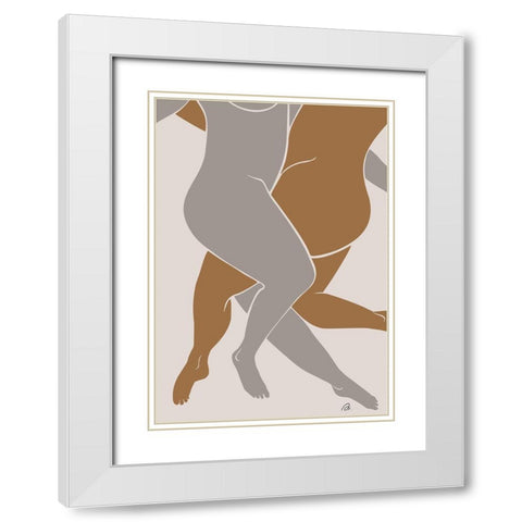 Lovers Beige White Modern Wood Framed Art Print with Double Matting by 1x Studio II