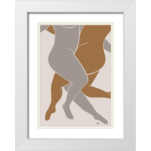 Lovers Beige White Modern Wood Framed Art Print with Double Matting by 1x Studio II