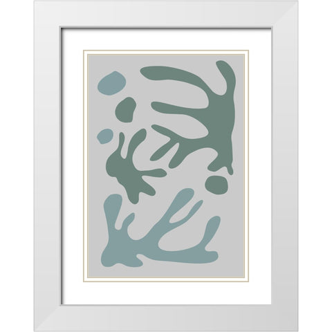Seaweed Teal No 1 White Modern Wood Framed Art Print with Double Matting by 1x Studio II