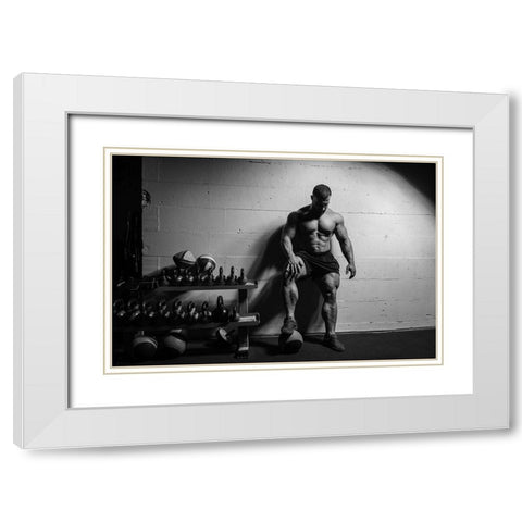 Bizon White Modern Wood Framed Art Print with Double Matting by Sutula, Alexandr