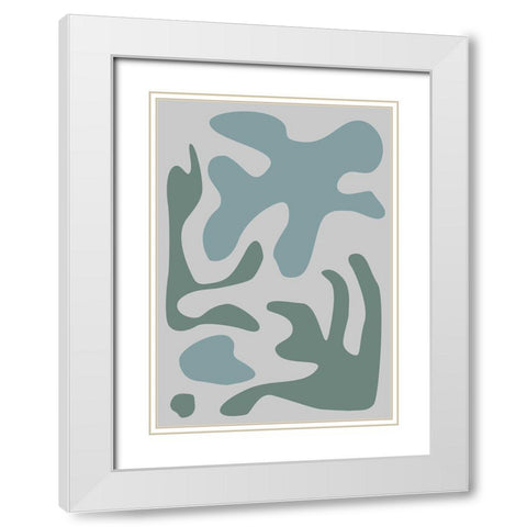Seaweed Teal No 2 White Modern Wood Framed Art Print with Double Matting by 1x Studio II