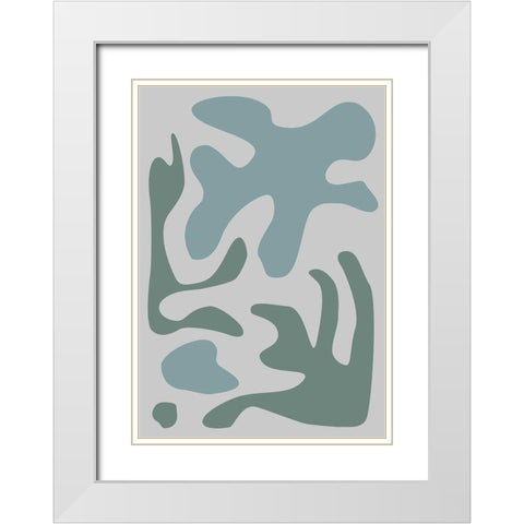 Seaweed Teal No 2 White Modern Wood Framed Art Print with Double Matting by 1x Studio II